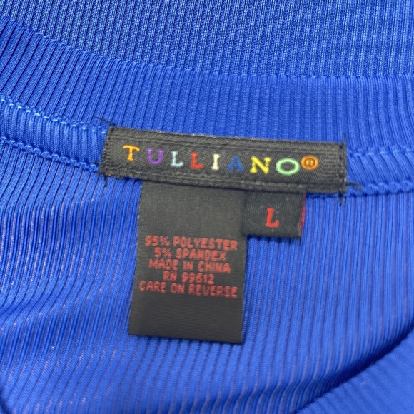 Tulliano V-Neck T-shirt Ribbed Royal Blue Mens Large - Picture 9 of 9